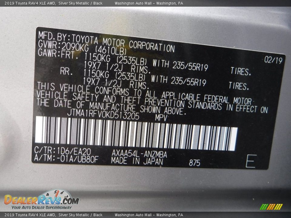 2019 Toyota RAV4 XLE AWD Silver Sky Metallic / Black Photo #24