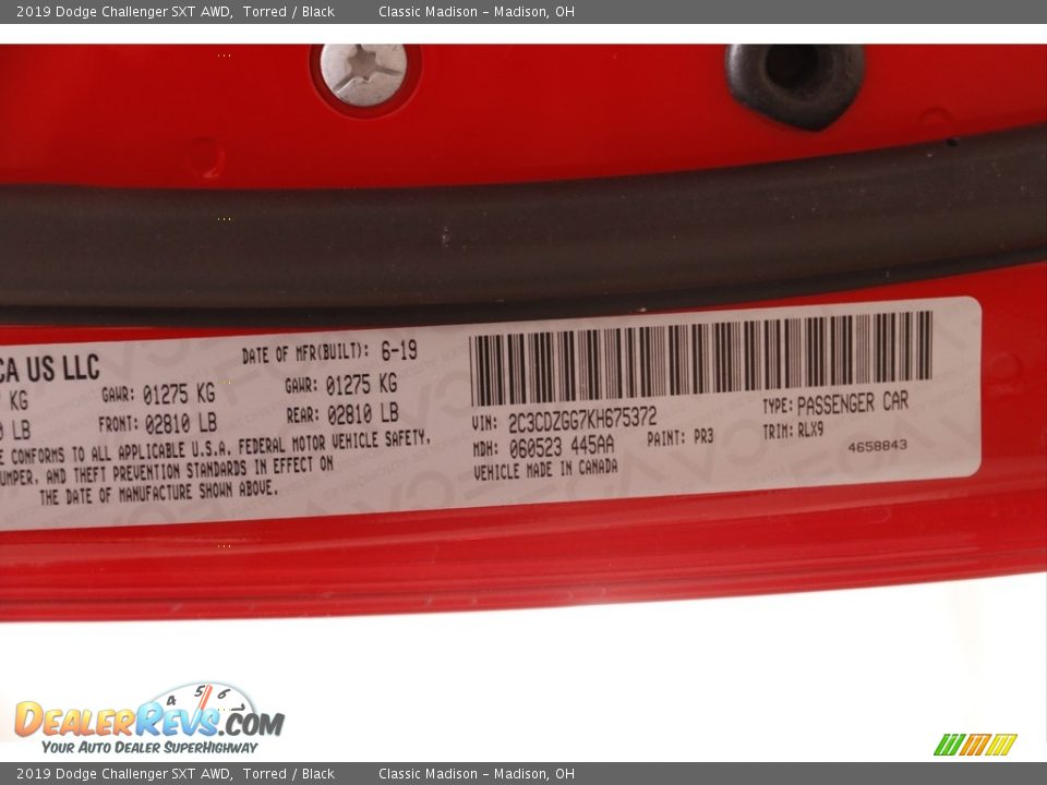 2019 Dodge Challenger SXT AWD Torred / Black Photo #21