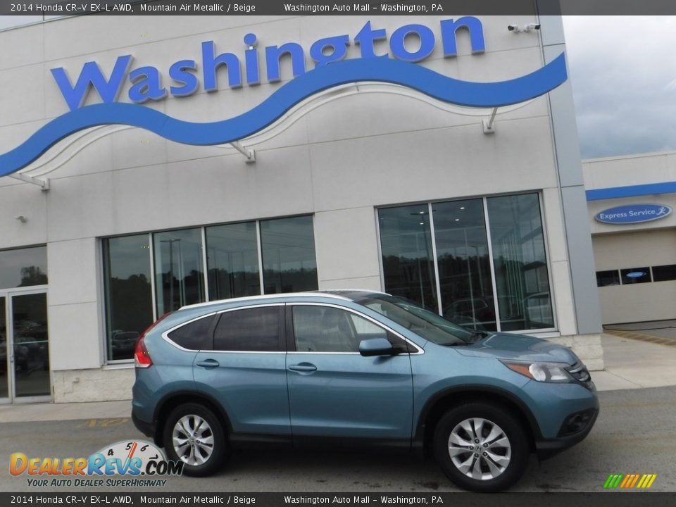 2014 Honda CR-V EX-L AWD Mountain Air Metallic / Beige Photo #2