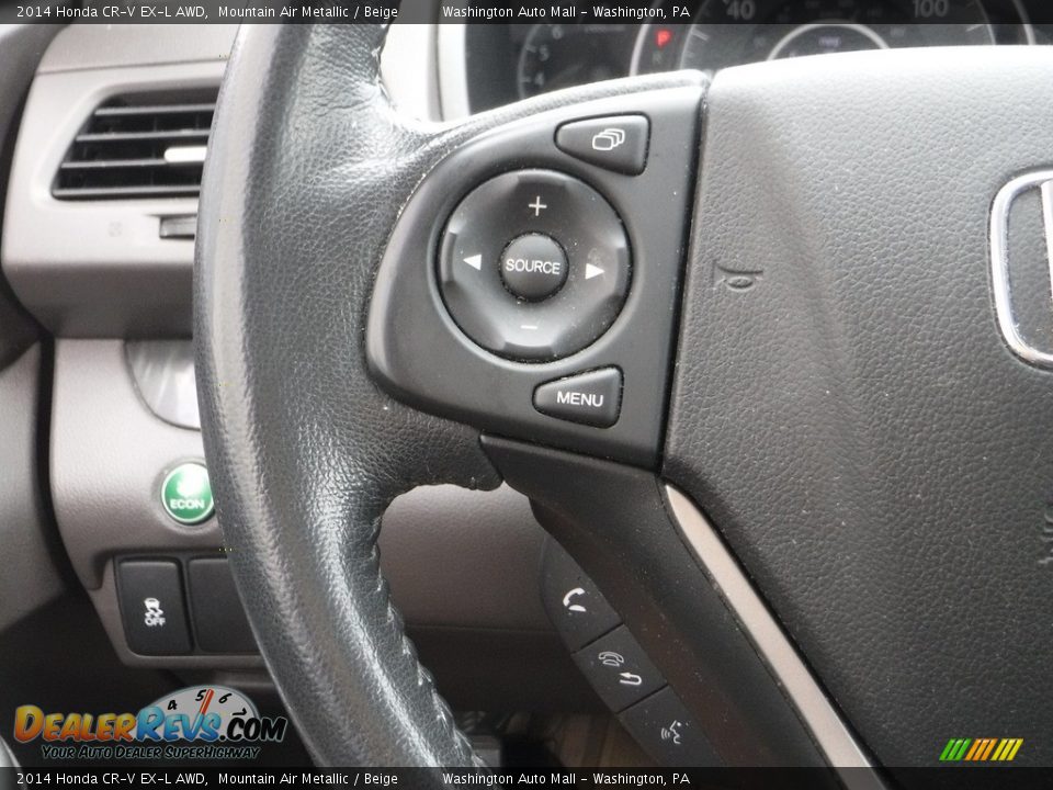 2014 Honda CR-V EX-L AWD Mountain Air Metallic / Beige Photo #26
