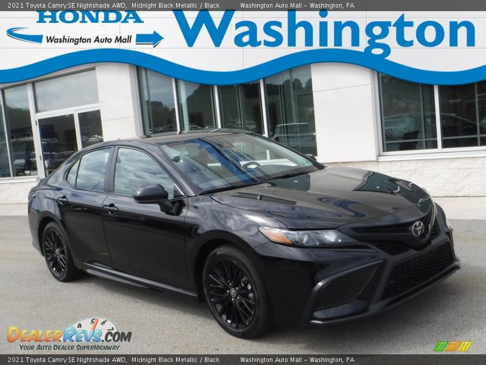 2021 Toyota Camry SE Nightshade AWD Midnight Black Metallic / Black Photo #1