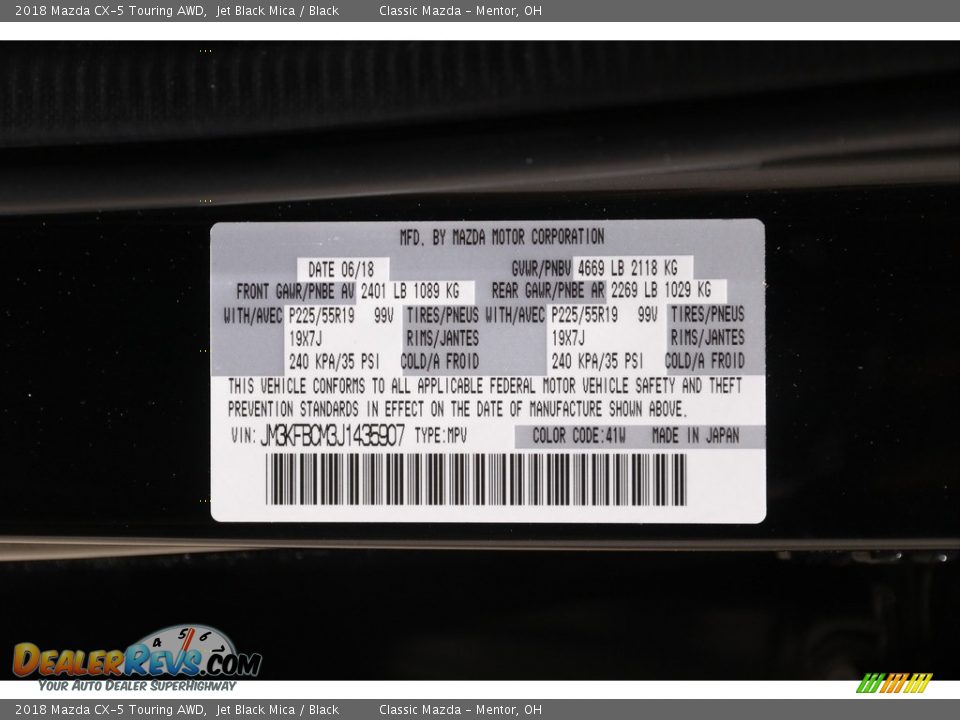 2018 Mazda CX-5 Touring AWD Jet Black Mica / Black Photo #19