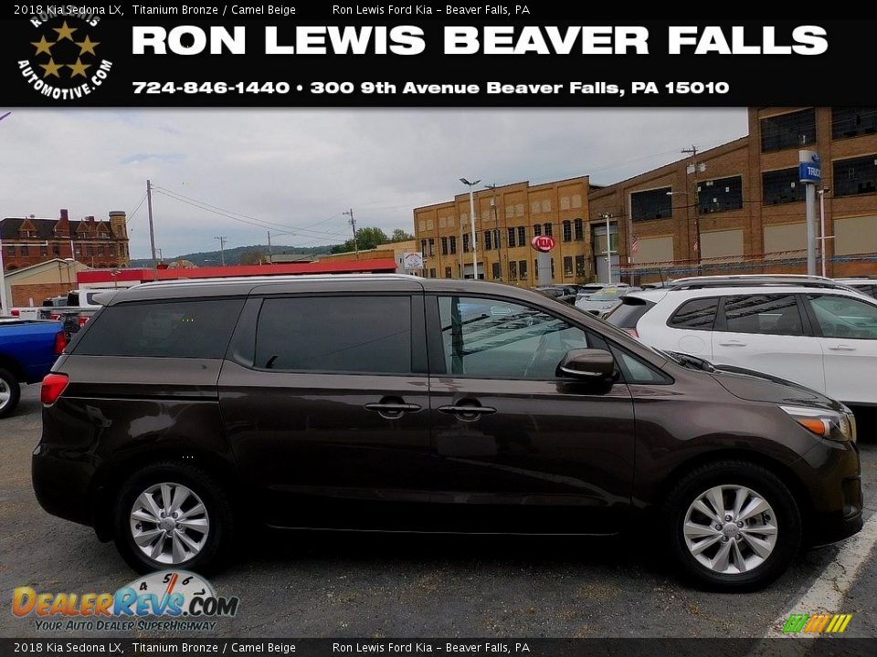 2018 Kia Sedona LX Titanium Bronze / Camel Beige Photo #1