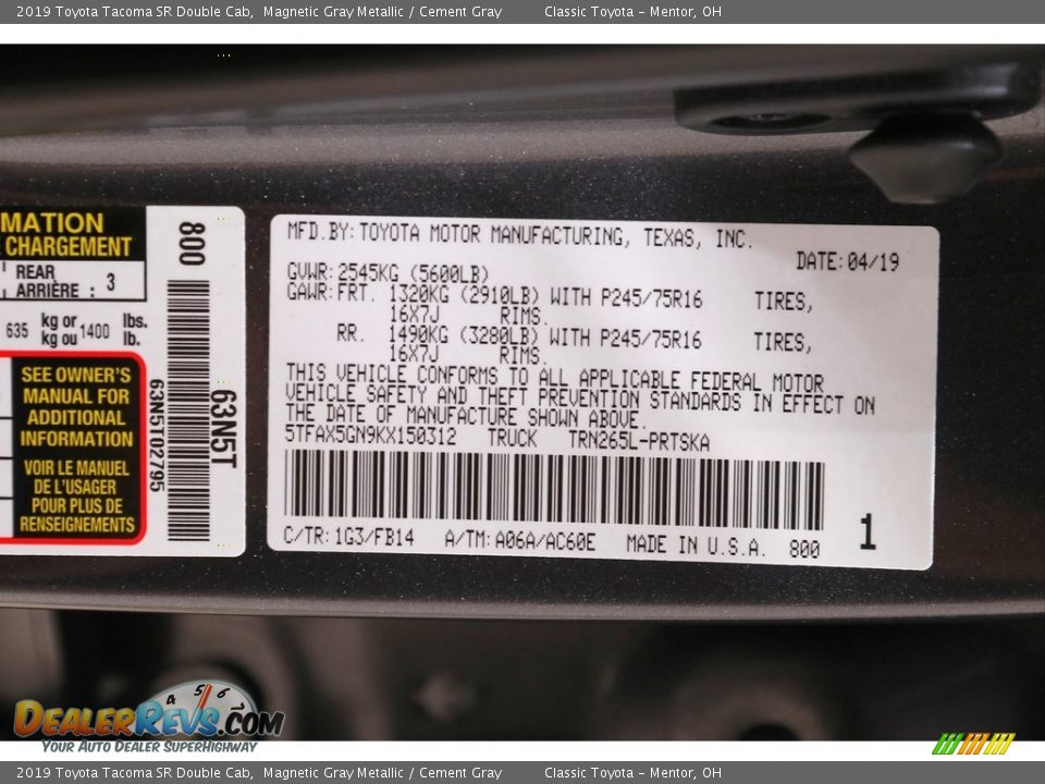 2019 Toyota Tacoma SR Double Cab Magnetic Gray Metallic / Cement Gray Photo #18