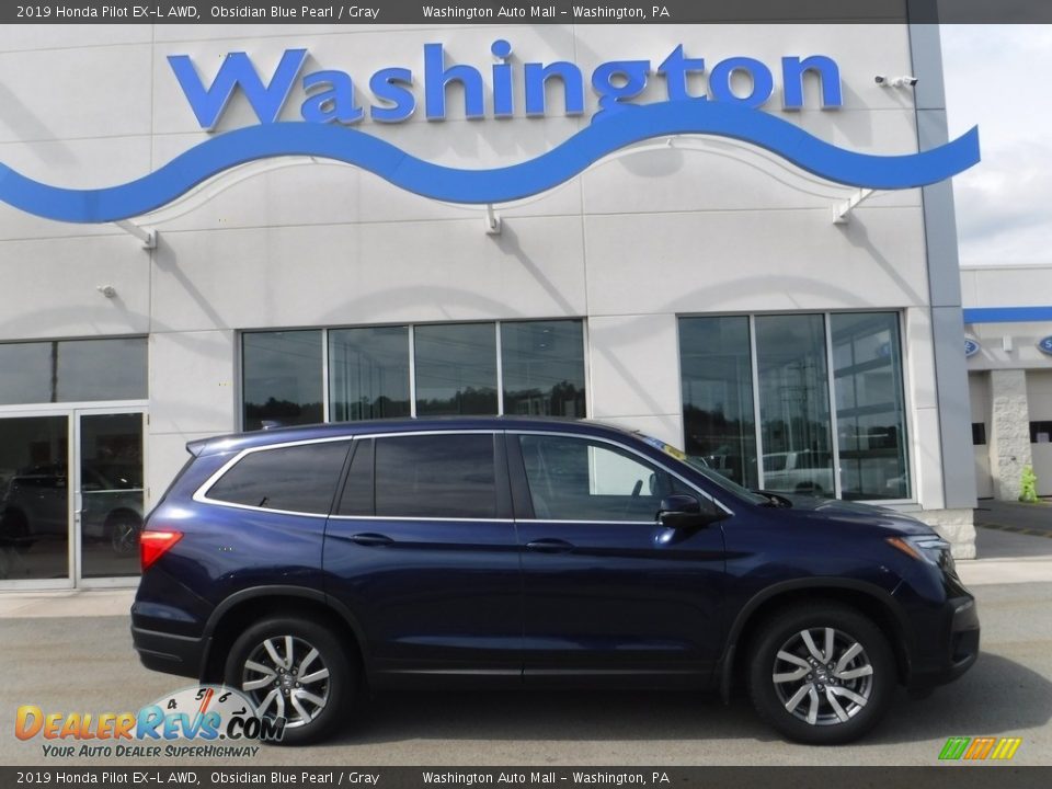 2019 Honda Pilot EX-L AWD Obsidian Blue Pearl / Gray Photo #2
