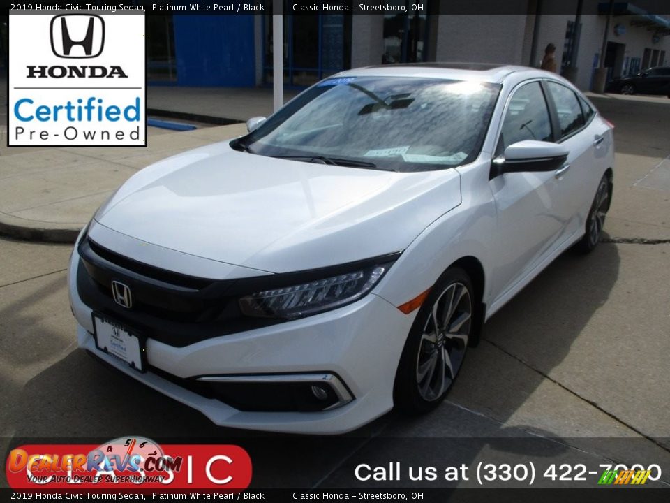 2019 Honda Civic Touring Sedan Platinum White Pearl / Black Photo #1