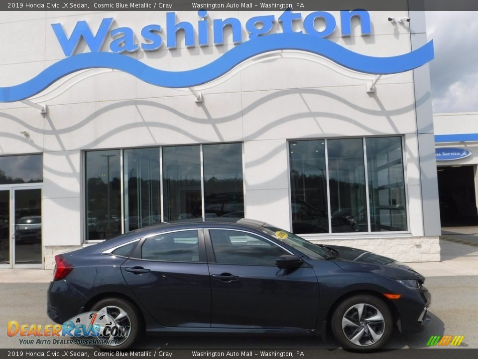 2019 Honda Civic LX Sedan Cosmic Blue Metallic / Gray Photo #2