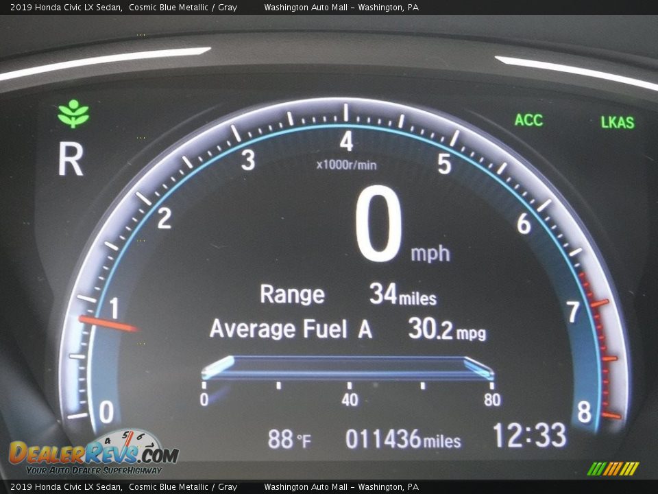 2019 Honda Civic LX Sedan Cosmic Blue Metallic / Gray Photo #28
