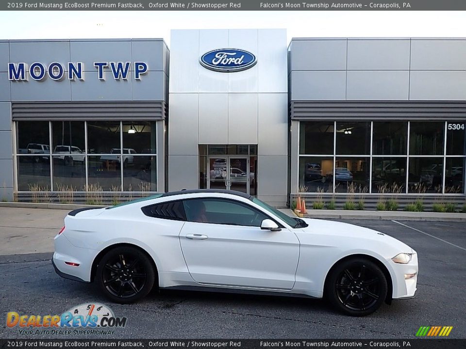 2019 Ford Mustang EcoBoost Premium Fastback Oxford White / Showstopper Red Photo #1