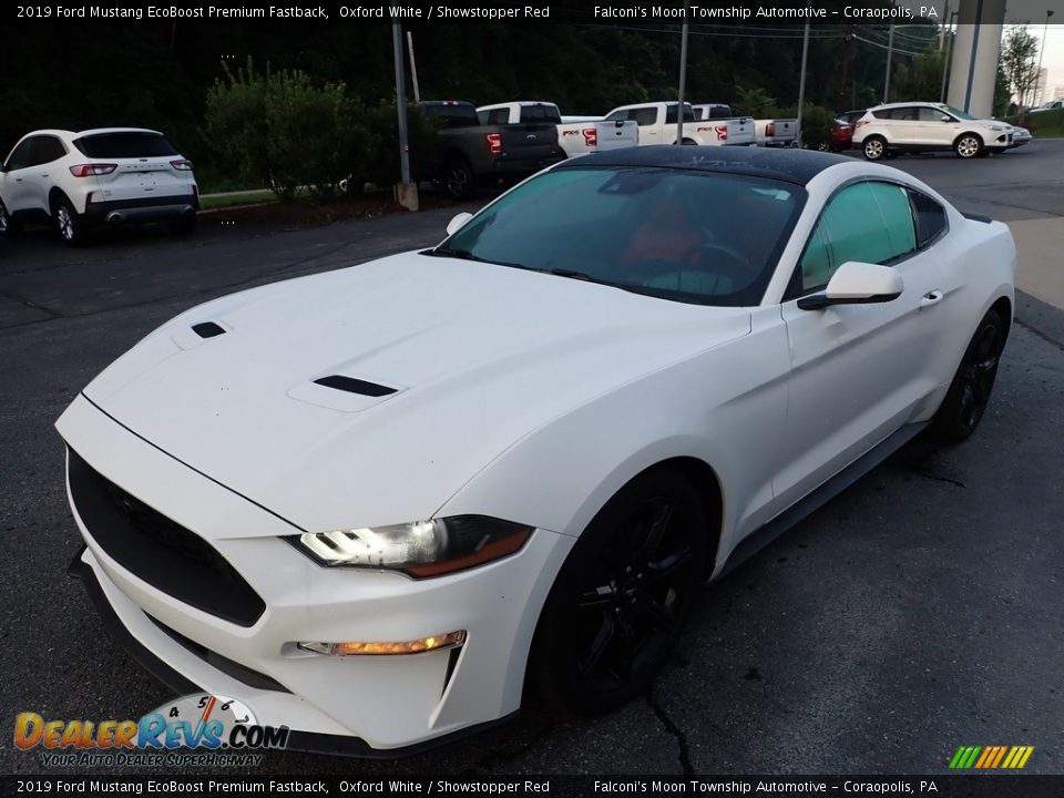 2019 Ford Mustang EcoBoost Premium Fastback Oxford White / Showstopper Red Photo #6