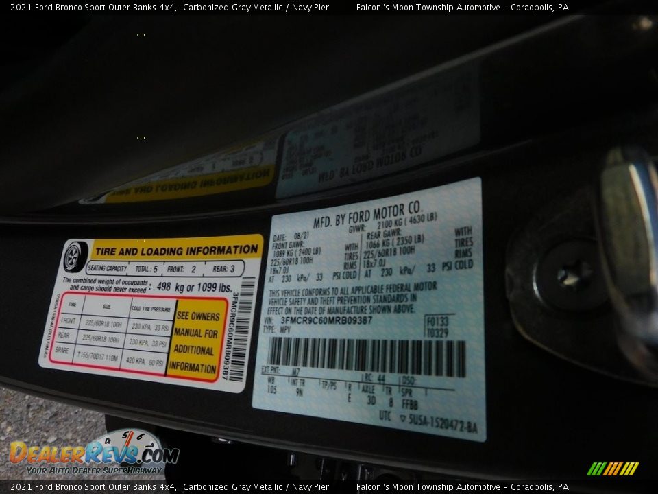 2021 Ford Bronco Sport Outer Banks 4x4 Carbonized Gray Metallic / Navy Pier Photo #20