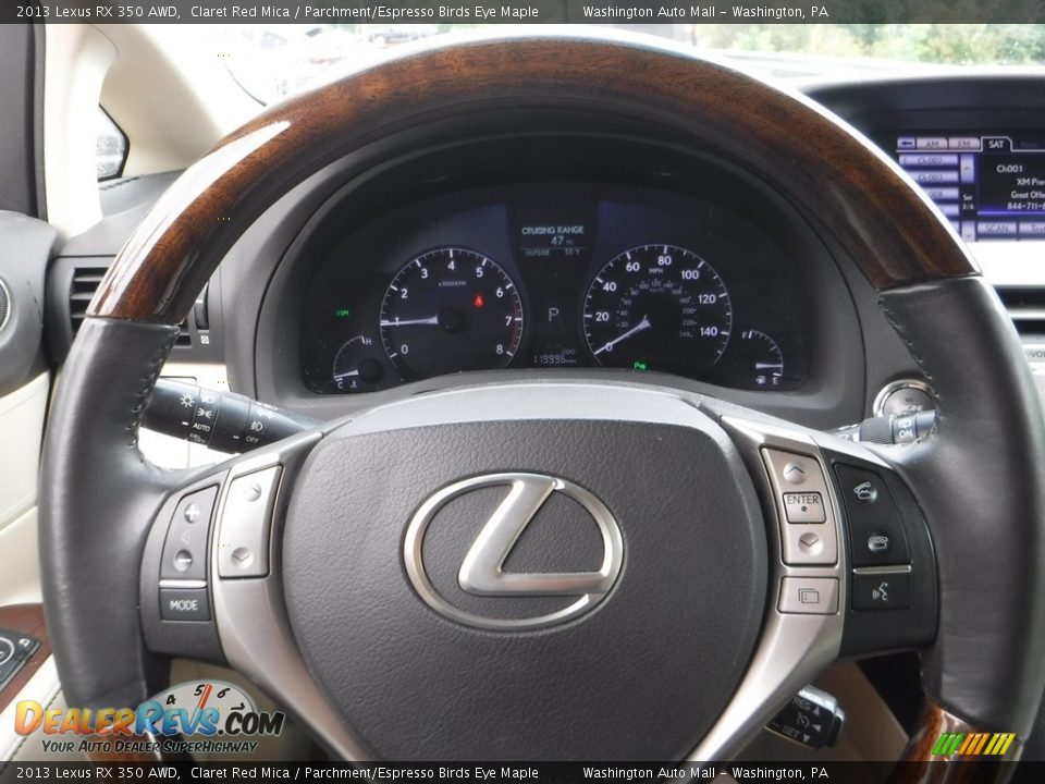 2013 Lexus RX 350 AWD Claret Red Mica / Parchment/Espresso Birds Eye Maple Photo #25