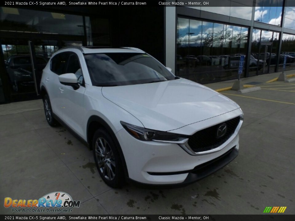 2021 Mazda CX-5 Signature AWD Snowflake White Pearl Mica / Caturra Brown Photo #1