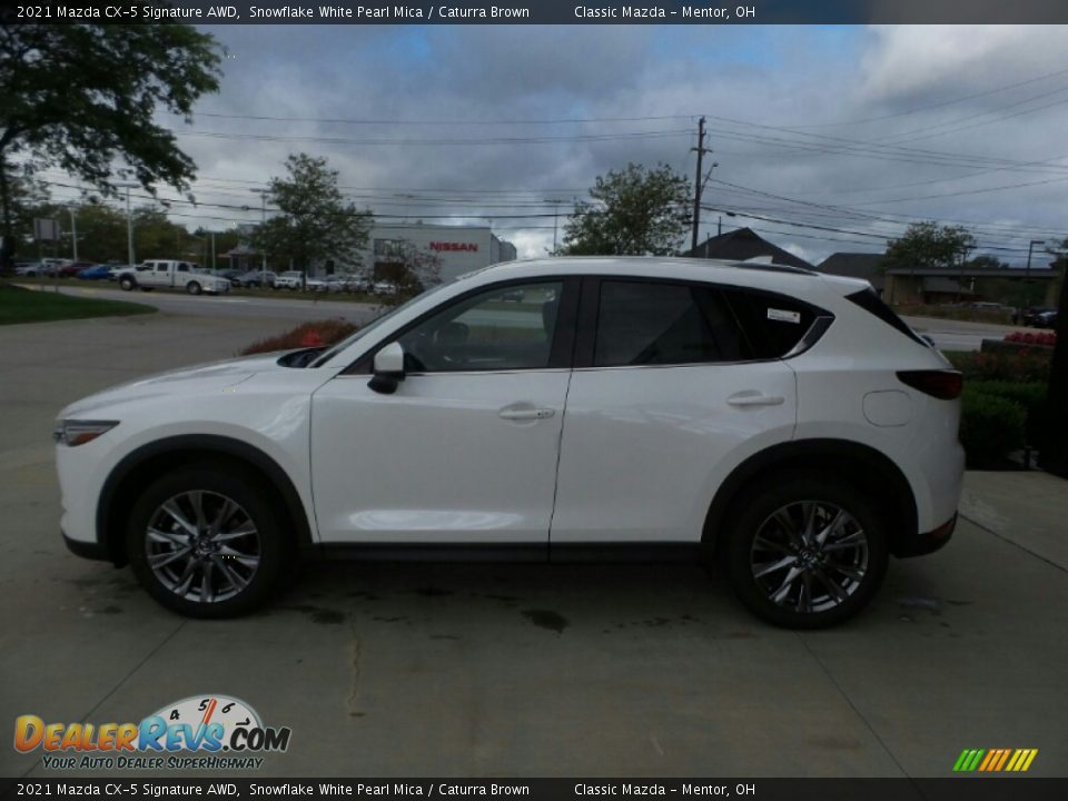 2021 Mazda CX-5 Signature AWD Snowflake White Pearl Mica / Caturra Brown Photo #6