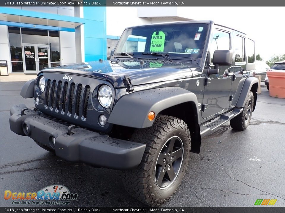 2018 Jeep Wrangler Unlimited Sport 4x4 Rhino / Black Photo #2