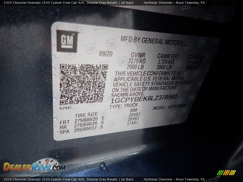 2020 Chevrolet Silverado 1500 Custom Crew Cab 4x4 Shadow Gray Metallic / Jet Black Photo #28