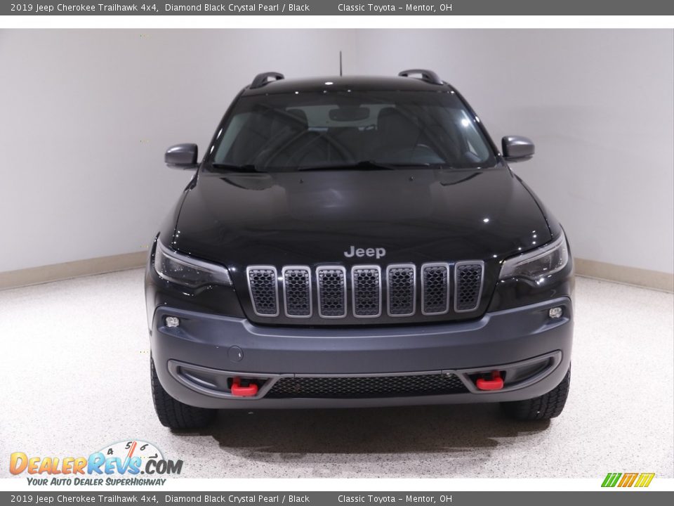 2019 Jeep Cherokee Trailhawk 4x4 Diamond Black Crystal Pearl / Black Photo #2