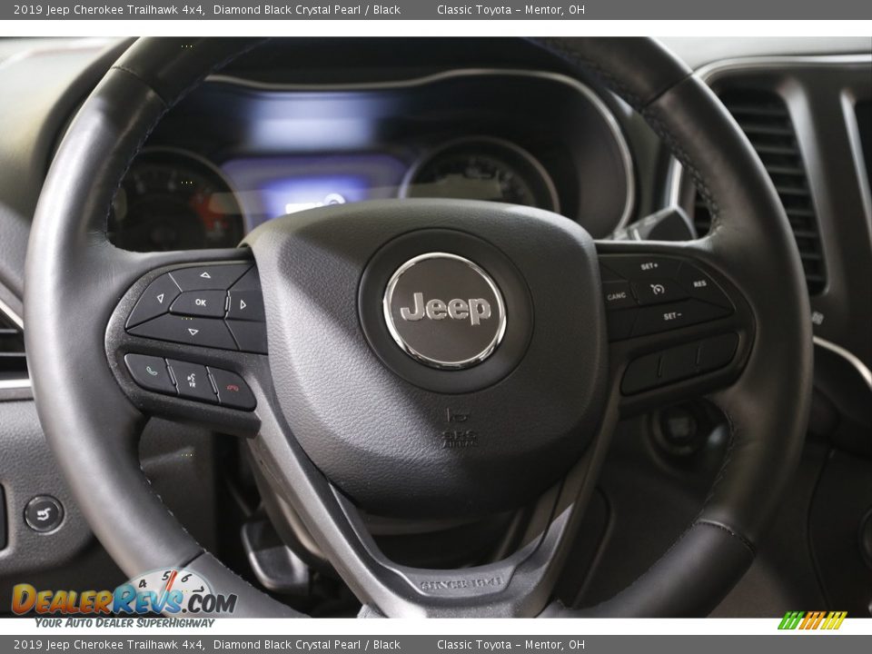 2019 Jeep Cherokee Trailhawk 4x4 Diamond Black Crystal Pearl / Black Photo #6