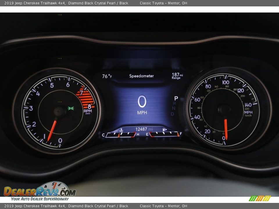 2019 Jeep Cherokee Trailhawk 4x4 Diamond Black Crystal Pearl / Black Photo #7