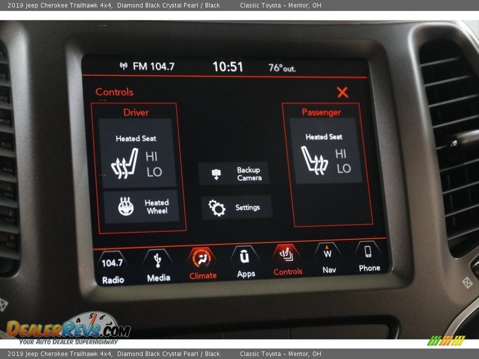 2019 Jeep Cherokee Trailhawk 4x4 Diamond Black Crystal Pearl / Black Photo #11