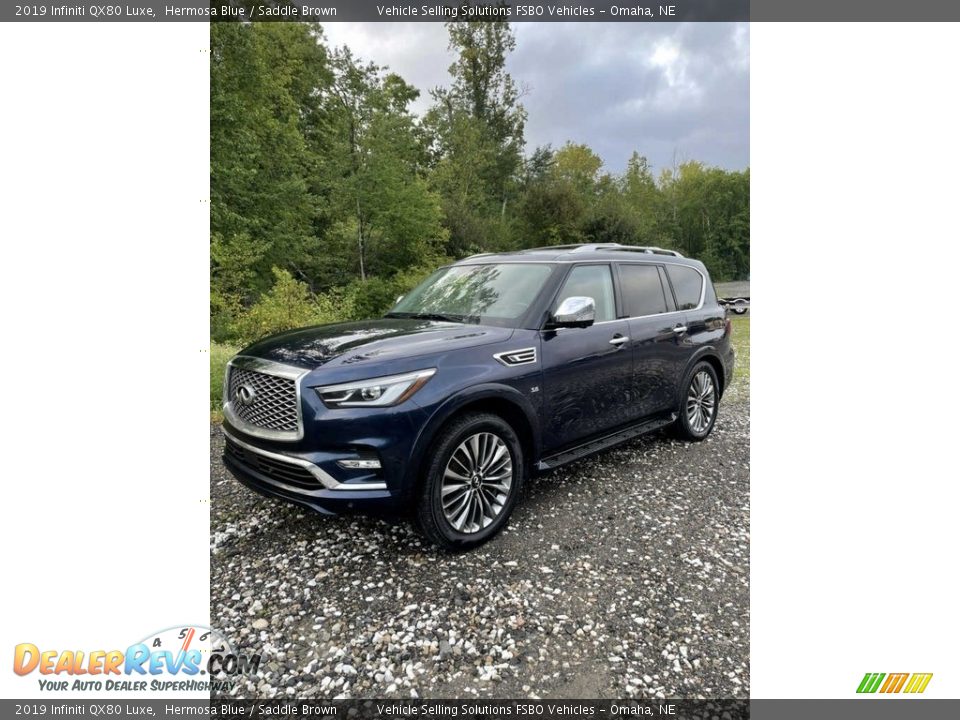 2019 Infiniti QX80 Luxe Hermosa Blue / Saddle Brown Photo #1