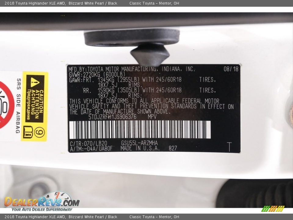 2018 Toyota Highlander XLE AWD Blizzard White Pearl / Black Photo #21
