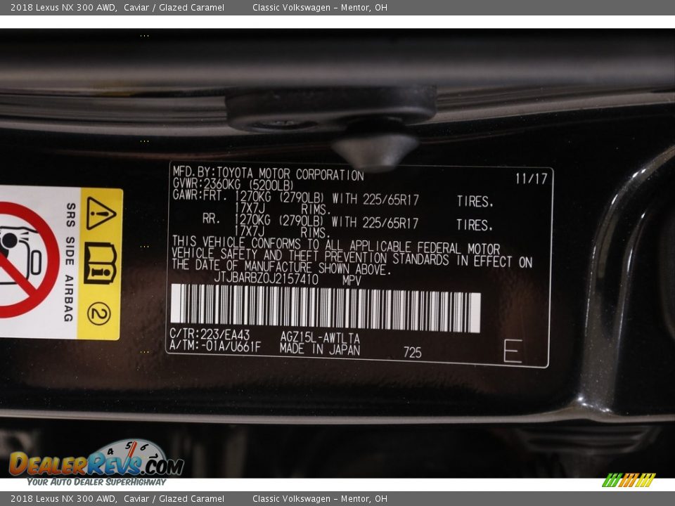 2018 Lexus NX 300 AWD Caviar / Glazed Caramel Photo #20