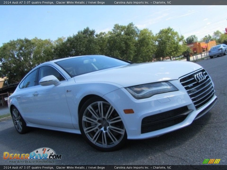 2014 Audi A7 3.0T quattro Prestige Glacier White Metallic / Velvet Beige Photo #1