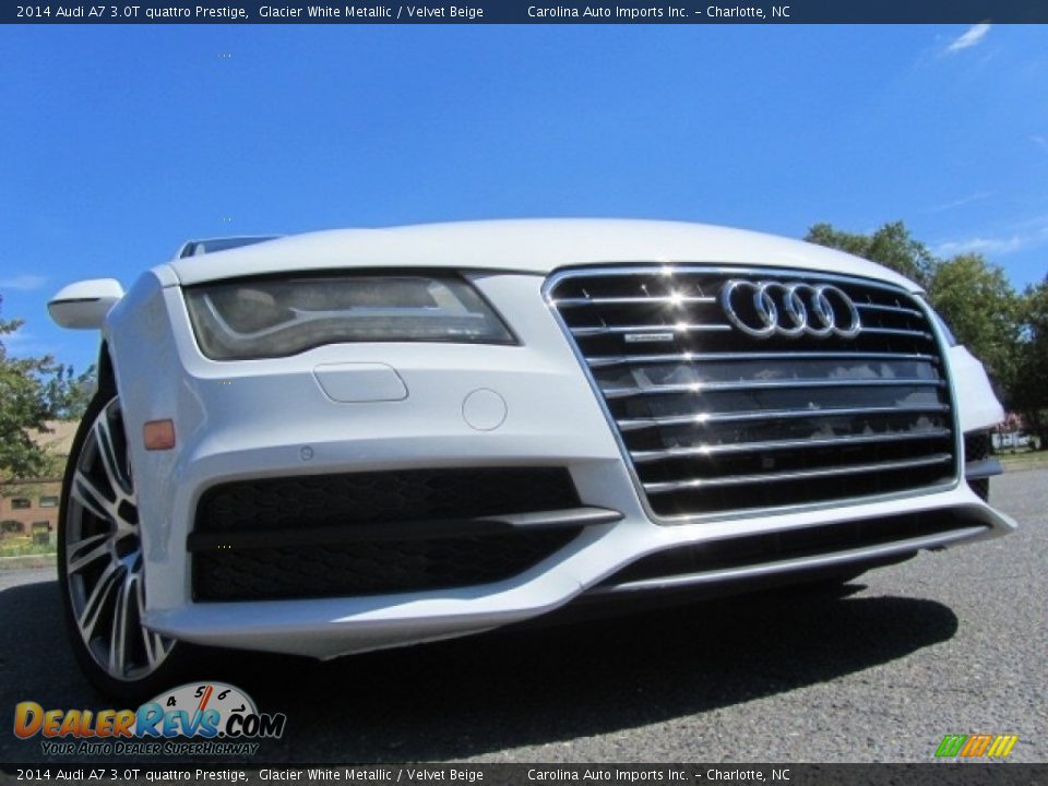 2014 Audi A7 3.0T quattro Prestige Glacier White Metallic / Velvet Beige Photo #2