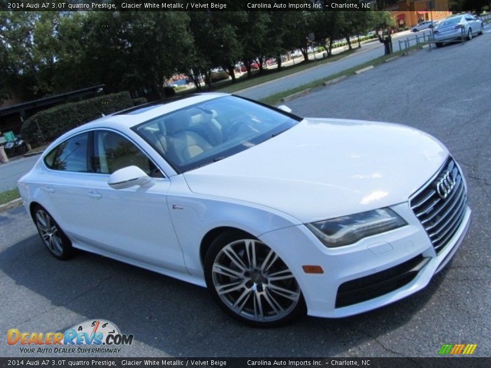 2014 Audi A7 3.0T quattro Prestige Glacier White Metallic / Velvet Beige Photo #3
