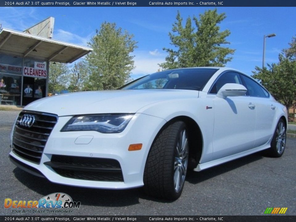 2014 Audi A7 3.0T quattro Prestige Glacier White Metallic / Velvet Beige Photo #6