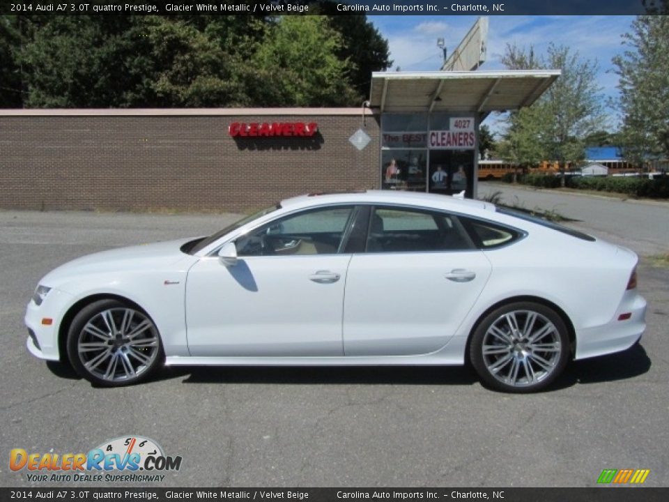 2014 Audi A7 3.0T quattro Prestige Glacier White Metallic / Velvet Beige Photo #7