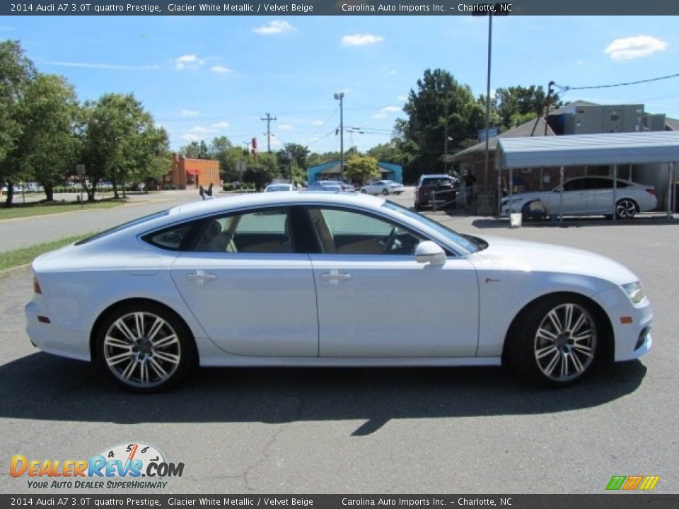 2014 Audi A7 3.0T quattro Prestige Glacier White Metallic / Velvet Beige Photo #11