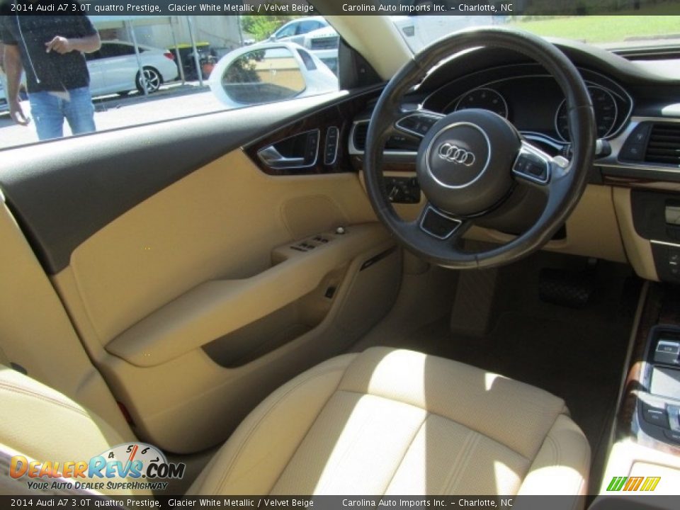 2014 Audi A7 3.0T quattro Prestige Glacier White Metallic / Velvet Beige Photo #12