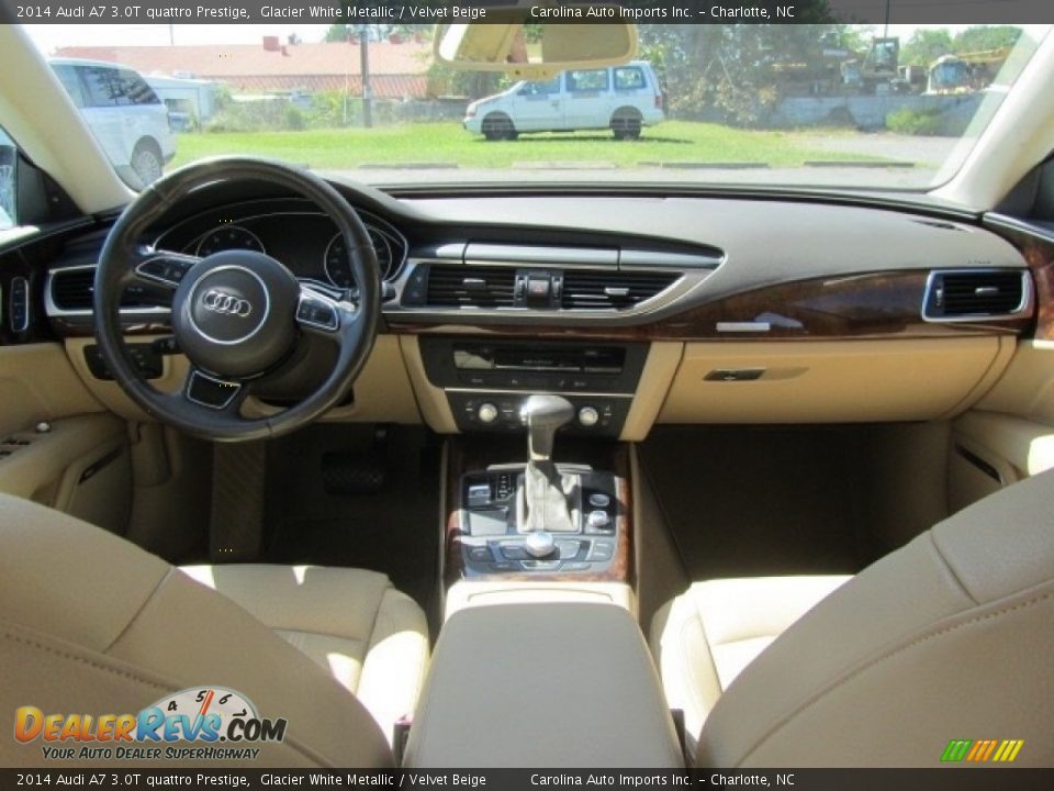 2014 Audi A7 3.0T quattro Prestige Glacier White Metallic / Velvet Beige Photo #13
