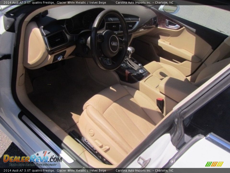 2014 Audi A7 3.0T quattro Prestige Glacier White Metallic / Velvet Beige Photo #17