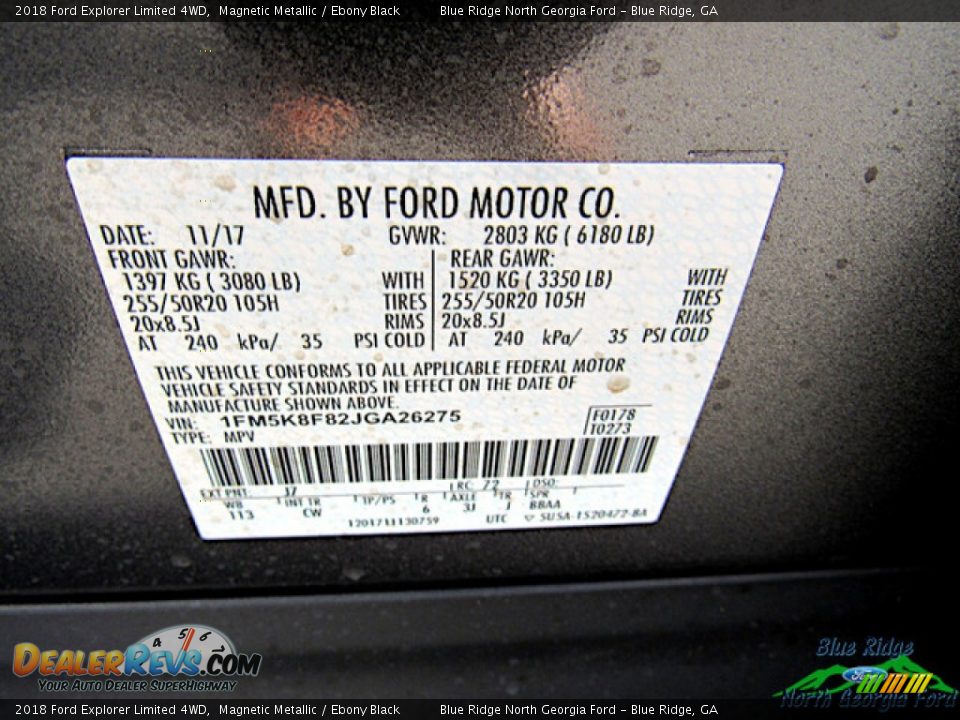 2018 Ford Explorer Limited 4WD Magnetic Metallic / Ebony Black Photo #28