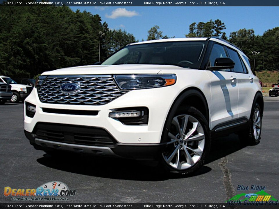 2021 Ford Explorer Platinum 4WD Star White Metallic Tri-Coat / Sandstone Photo #1