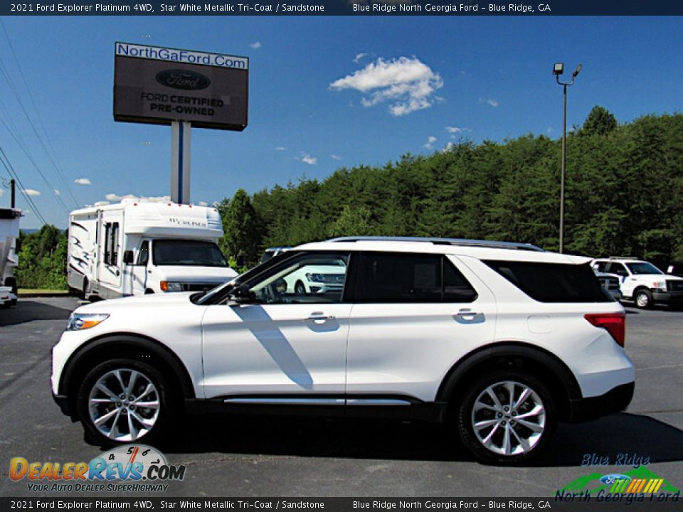 2021 Ford Explorer Platinum 4WD Star White Metallic Tri-Coat / Sandstone Photo #2