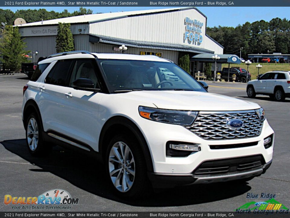 2021 Ford Explorer Platinum 4WD Star White Metallic Tri-Coat / Sandstone Photo #7