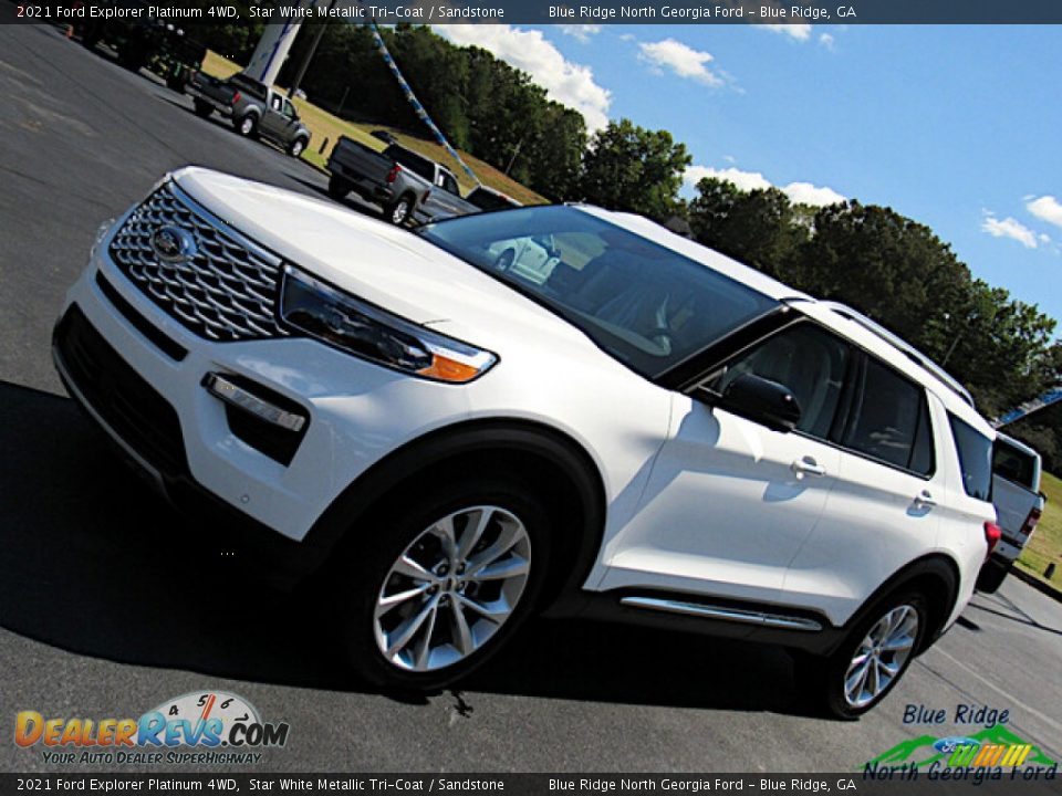 2021 Ford Explorer Platinum 4WD Star White Metallic Tri-Coat / Sandstone Photo #27