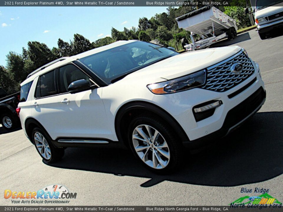 2021 Ford Explorer Platinum 4WD Star White Metallic Tri-Coat / Sandstone Photo #28