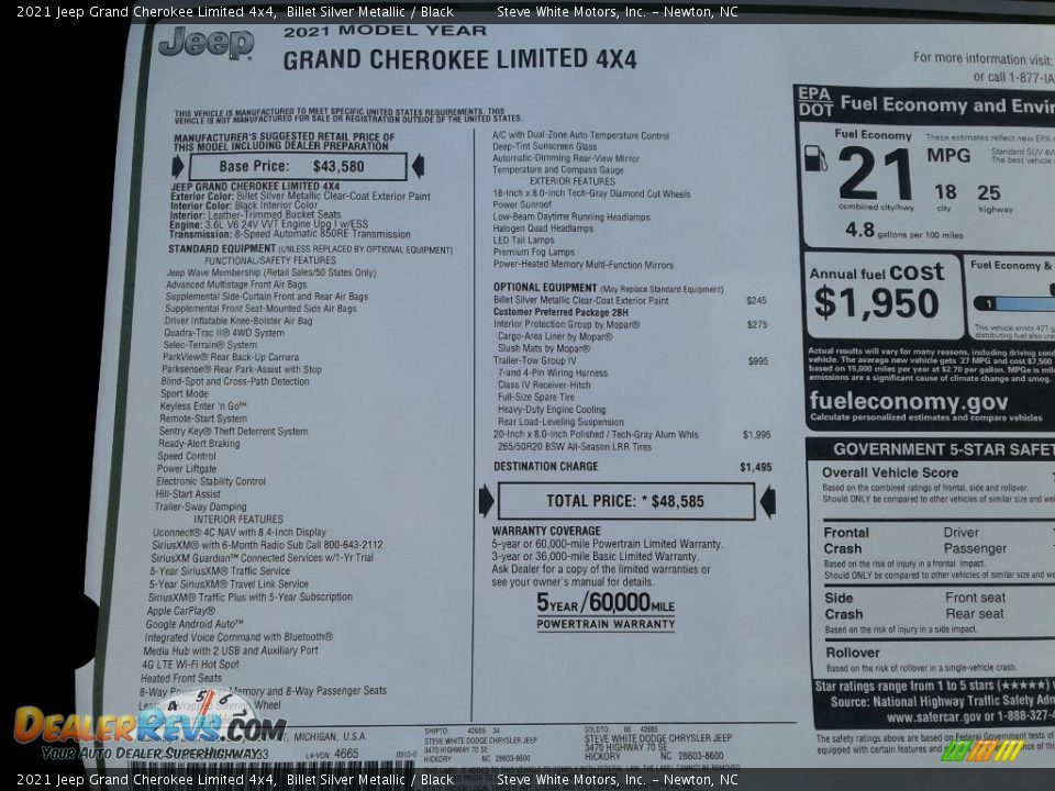 2021 Jeep Grand Cherokee Limited 4x4 Billet Silver Metallic / Black Photo #32