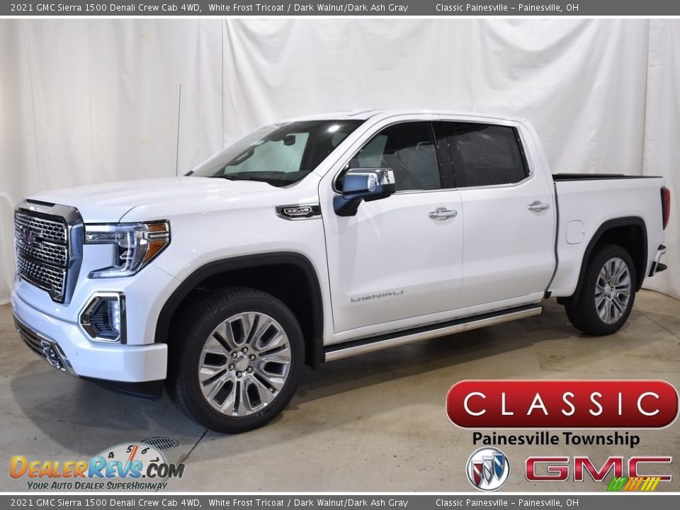 2021 GMC Sierra 1500 Denali Crew Cab 4WD White Frost Tricoat / Dark Walnut/Dark Ash Gray Photo #1