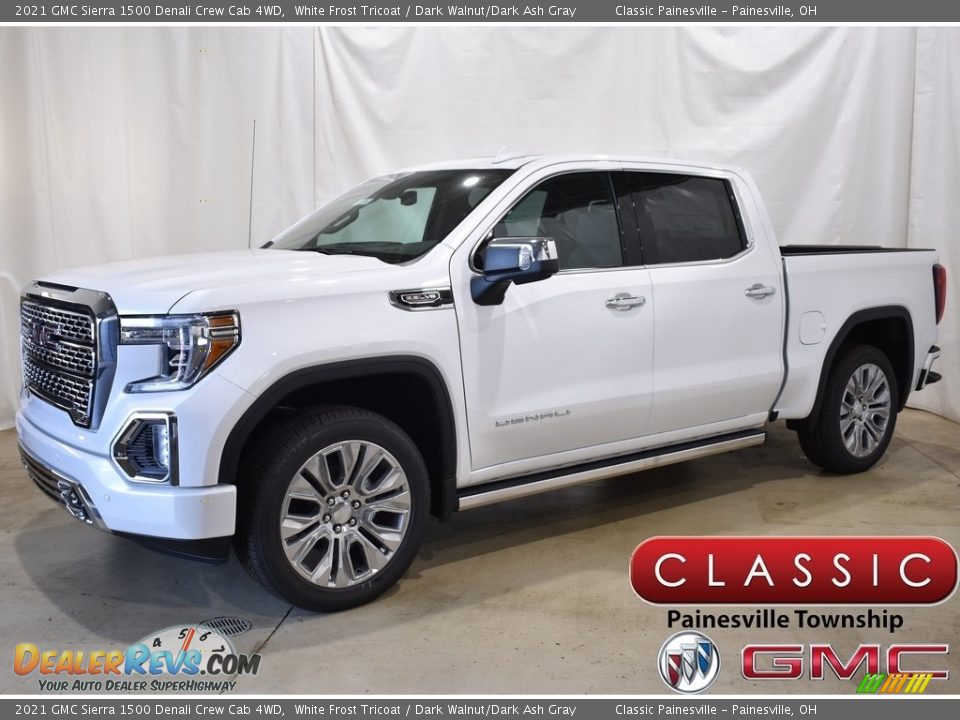 2021 GMC Sierra 1500 Denali Crew Cab 4WD White Frost Tricoat / Dark Walnut/Dark Ash Gray Photo #1