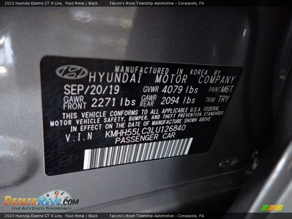 2020 Hyundai Elantra GT N Line Fluid Metal / Black Photo #27