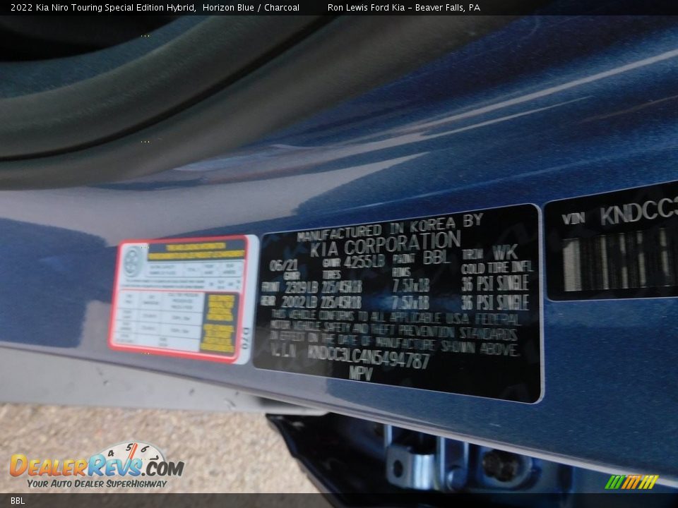 Kia Color Code BBL Horizon Blue