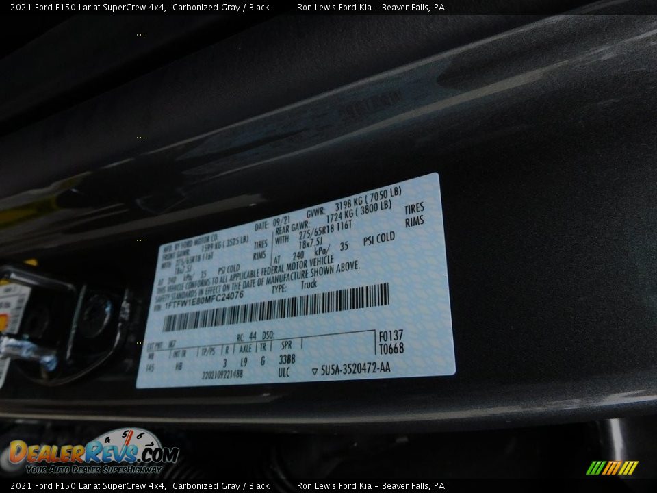 2021 Ford F150 Lariat SuperCrew 4x4 Carbonized Gray / Black Photo #20