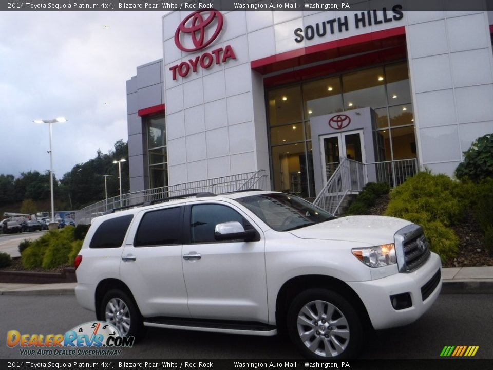 2014 Toyota Sequoia Platinum 4x4 Blizzard Pearl White / Red Rock Photo #2