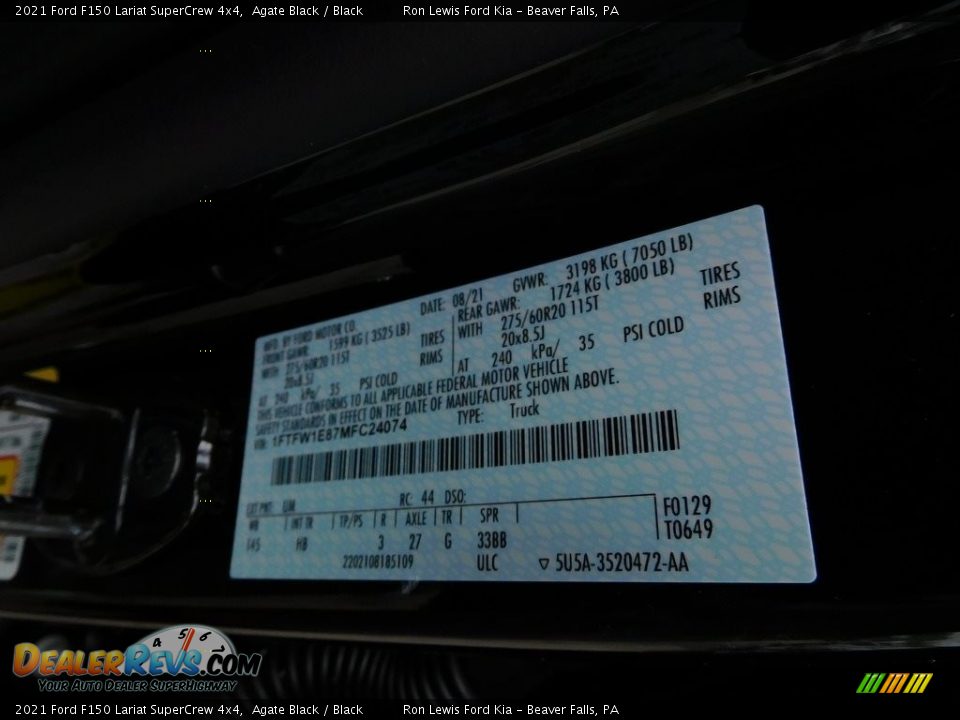 2021 Ford F150 Lariat SuperCrew 4x4 Agate Black / Black Photo #20